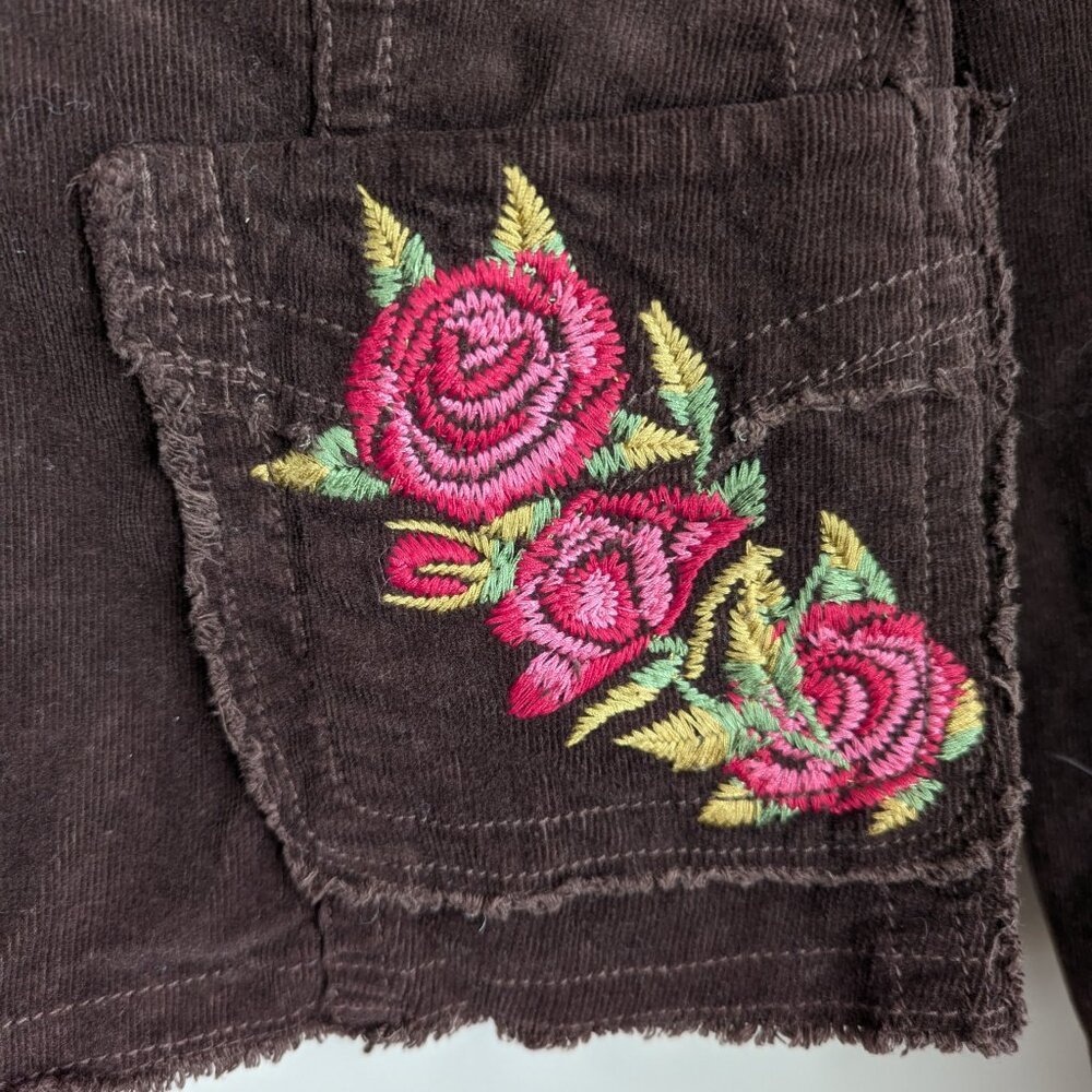 Vintage Johnny Was Micro Corduroy Y2K Embroidered Blazer Jacket - Picture 6 of 11